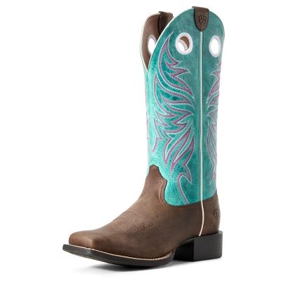 Ariat Round Up Ryder - Western Laarzen Bruin / Blauw Dames - 37580-755